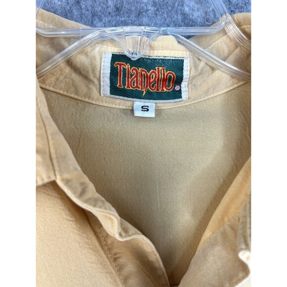 Vintage Tianello Shirt Mens Small Yellow Long Sleeve Tencel Soft 90s Made in USA - Picture 11 of 11